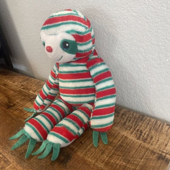 BUILD-A-BEAR 18" Peppermint Twist Striped Sloth Soft Plush Toy Christmas Festive - Picture 3 of 10